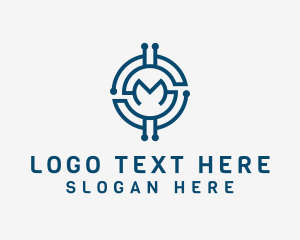Coin - Digital Technology Letter M logo design