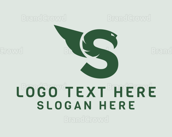 Winged Snake Letter S Logo