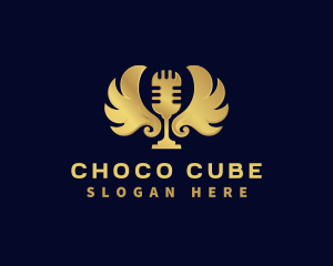 Singer - Microphone Wing Podcast logo design