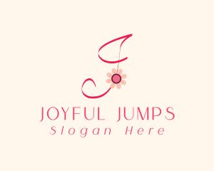 Pink Flower Letter J logo design