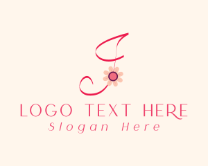 Calligraphic - Pink Flower Letter J logo design