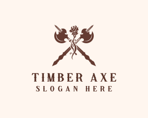 Vintage Axe Rose Medieval logo design