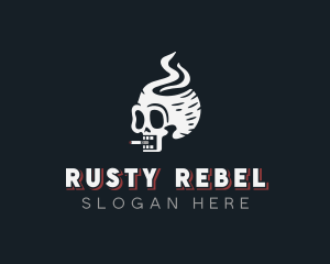 Skull Cigarette Smoking logo design