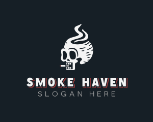 Skull Cigarette Smoking logo design