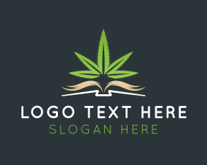 Botanical - Marijuana Book Leaf logo design