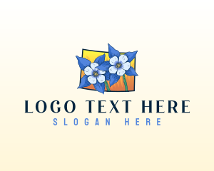 Blue Columbine - Colorado Blue Columbine Flower logo design