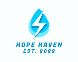 H2o - Hydroelectric Power Droplet logo design