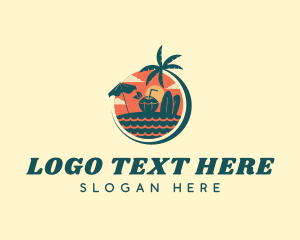 Island - Coconut Palm Tree Beach logo design