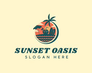 Coconut Palm Tree Beach logo design