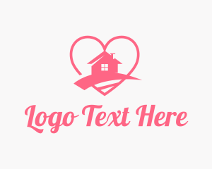 Housing - Pink Heart Home logo design