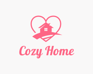 Pink Heart Home logo design