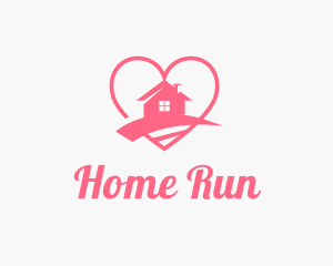 Pink Heart Home logo design