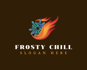 Freezer - Fire Ice Snowflake logo design