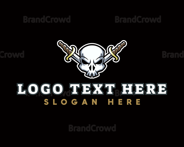 Skull Knife Pirate Logo