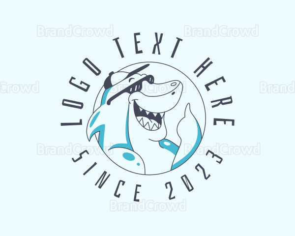 Surfer Shark Travel Logo