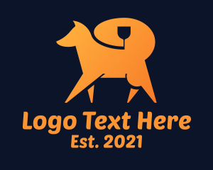 Dog Grooming - Orange Dog Glass logo design