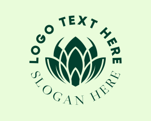 Massage - Green Botanical Lotus logo design