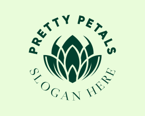 Green Botanical Lotus  logo design