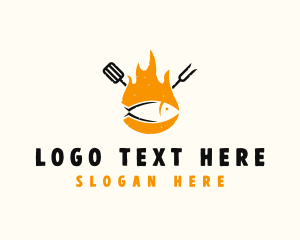 Flaming - Fish Grill BBQ logo design