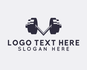 Gym Equipment - Letter V Fitness Gym logo design