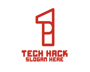 Hack - Red 1P Outline logo design