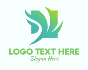 Lawn Care - Green Windy Leaves logo design