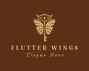 Butterfly Key Wings logo design