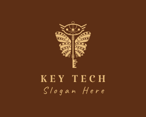 Butterfly Key Wings logo design