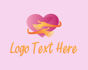 Hugging - Heart Hug Love logo design