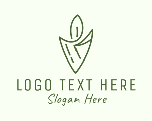 Memorial - Green Leaf Candle logo design