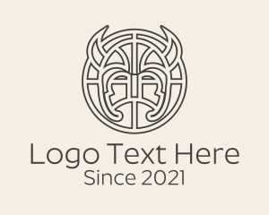 Mythology - Viking Helmet Horns logo design