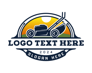 Emblem - Lawn Mower Landscaping Garden logo design
