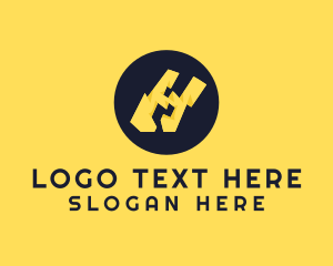 Electricity - Yellow Bolt H logo design