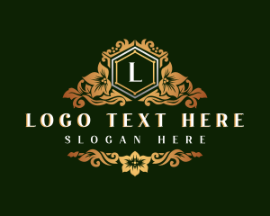 Luxury - Royal Floral Shield logo design