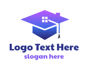 Blue Hat - Blue Graduation House logo design