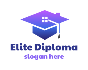 Diploma - Blue Graduation House logo design
