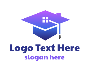 School - Blue Graduation House logo design