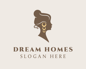 Woman - Brown Lady Earrings logo design