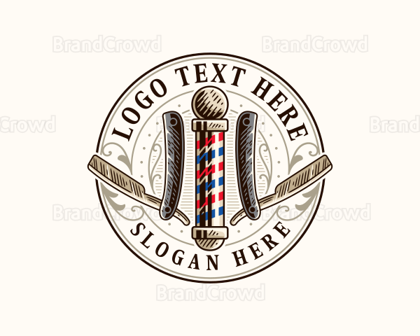 Barbershop Razor Haircut Logo