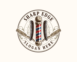 Barbershop Razor Haircut logo design