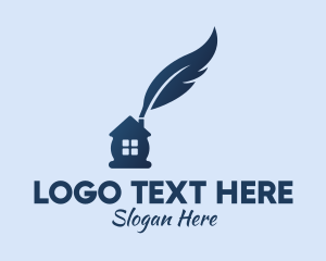 Story - Home Writing Quill logo design