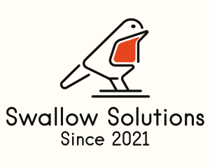 Swallow - Monoline Robin Bird logo design