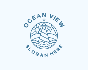 Ocean Lighthouse Tower  logo design