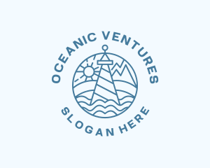 Ocean Lighthouse Tower  logo design