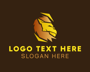 Powerful - Gold Gradient Lion logo design