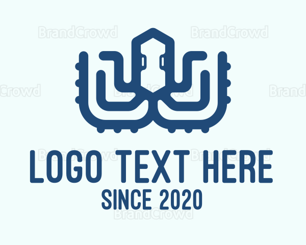 Blue Digital Octopus Logo