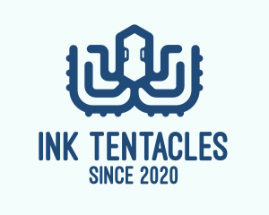 Tentacles - Blue Digital Octopus logo design