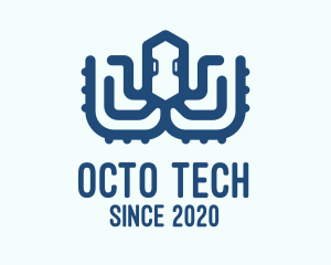 Blue Digital Octopus logo design