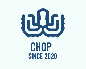 Sea Creature - Blue Digital Octopus logo design