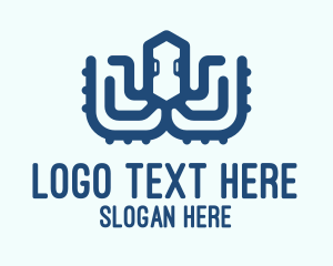 Blue Digital Octopus Logo